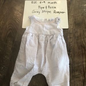 EUC 6-9 m Grey Stripe Piper & Posie Romper